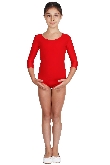 BODY DANZA LYCRA MANICA TRE QUARTI ROSSO BAMBINO